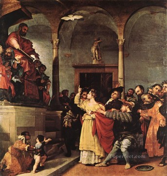 Lorenzo Lotto Painting - St Lucy before the Judge 1532 Renaissance Lorenzo Lotto